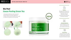 NEOGEN DERMALOGY BIO PEEL Gauze Peeling Green Tea (200ml/30pads) Premium exfoliating pads