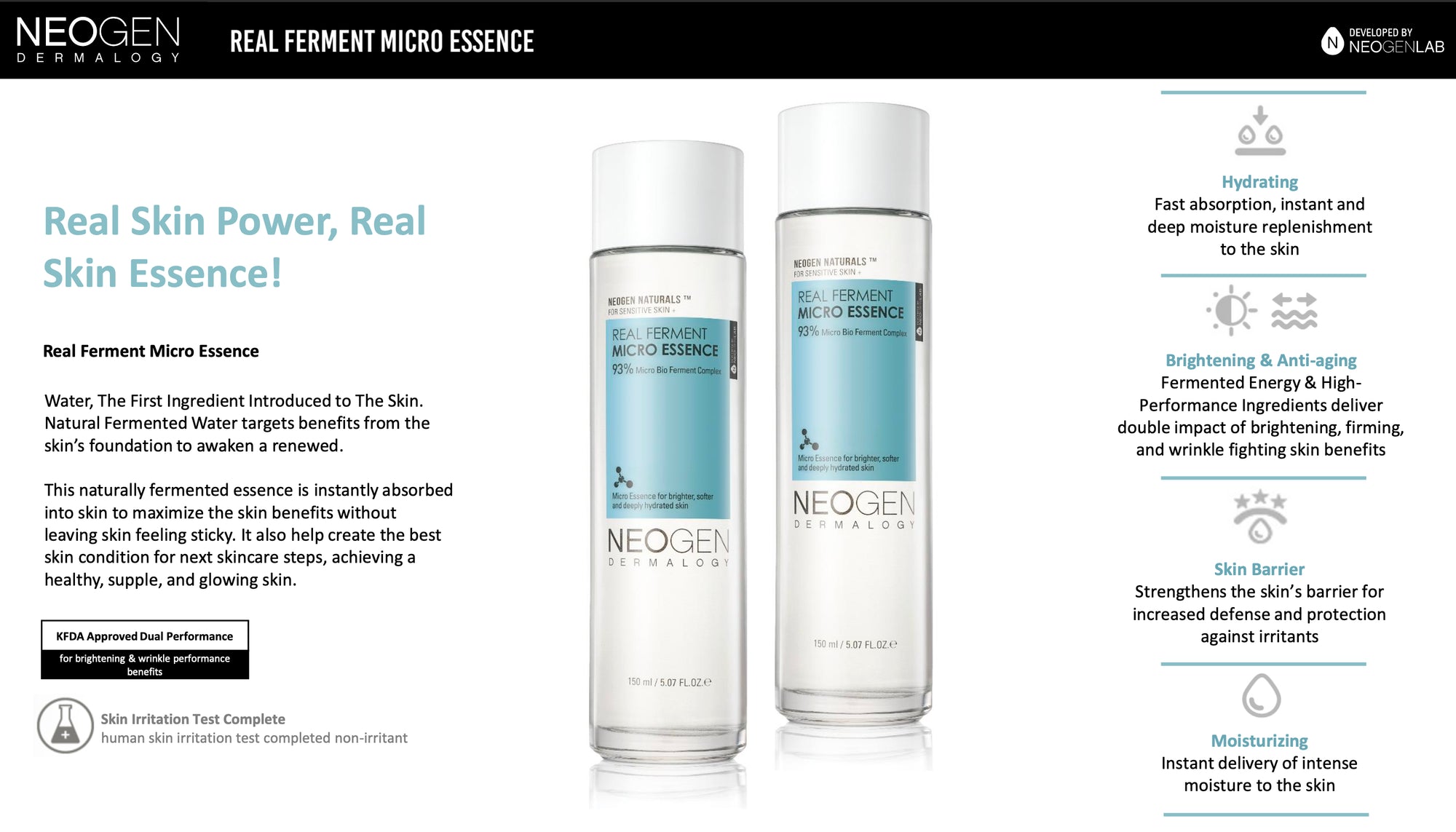 NEOGEN DERMALOGY REAL FERMENT MICRO ESSENCE 150ml. Premium Real Ferment Micro Essence